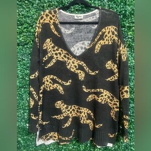 MuMu - Show Me Your MuMu - Black and Tan Leopard Print Sweater - Mucci Cat Knit